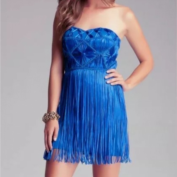 NWT Bebe Strapless Fringe Mini Dress Size 0 - Picture 2 of 6